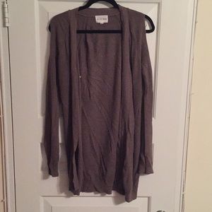 Olive & oak open shoulder long cardigan